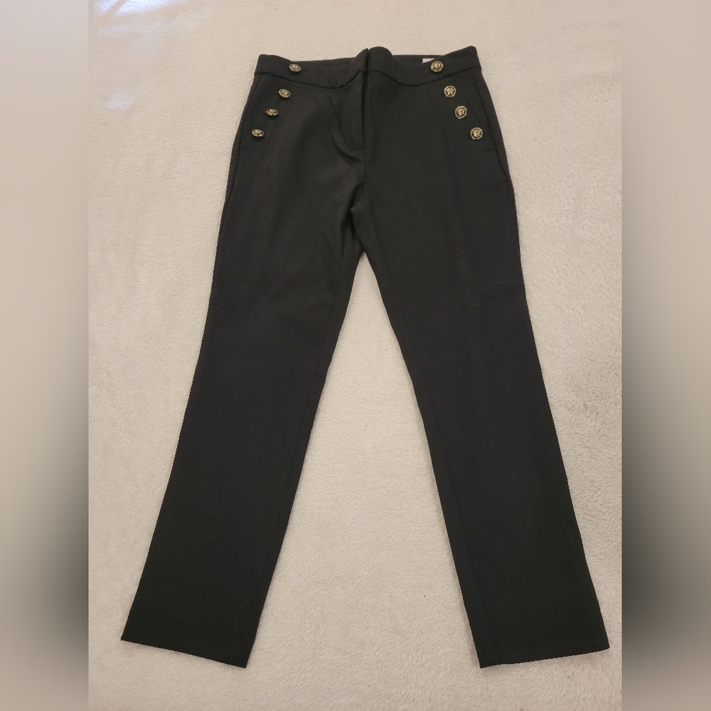 LOFT Black Pants with Silver Button Details